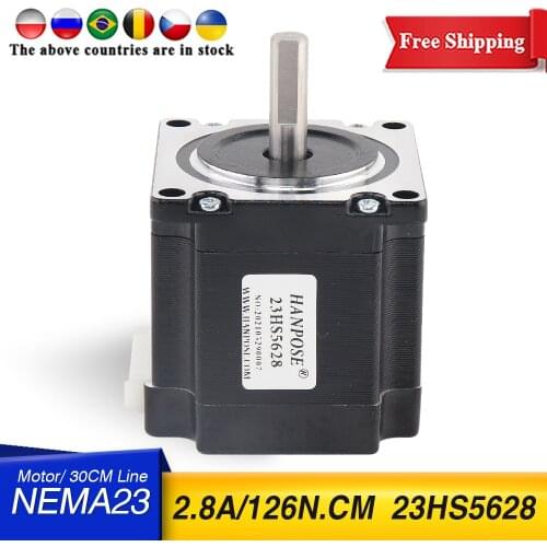 Free shipping Nema23 Stepper Motor 4-lead 165 Oz-in 23HS5628 56mm 2.8A 57 Series motor For 3D Printer Monitor Equipment