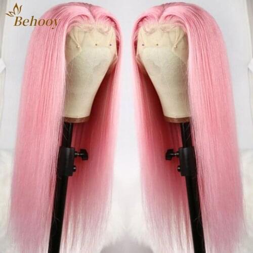 24'' Pink 13x3 Synthetic Lace Front Wig Long Straight Wigs For Woman Heat Resistant Synthetic Natural Wave Wig