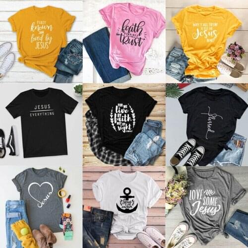 Skuggnas New Arrival Faith Trust T-shirt Christian Tee Faith Jesus Tops Blessed Shirts Gift Short Sleeve Fashion Tumblr Tees