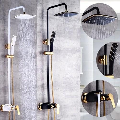 Fashion Style Paint White / Black Shower Faucet Cold and Hot Water Mixer Single Handle Adjustable rain Shower Bar
