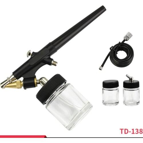 TD-138 Spray Gun with 0.8 mm 22cc Cup Nozzle Craft DIY Airbrush Art Tool Set Kit Black for Art Paint Tattoo Manicure Painting