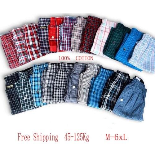 4PCS Boxers Shorts Mens Underwear Casual Cotton Sleep Underpants Quality Plaid Loose Comfortable Homewear Striped Arrow Panties