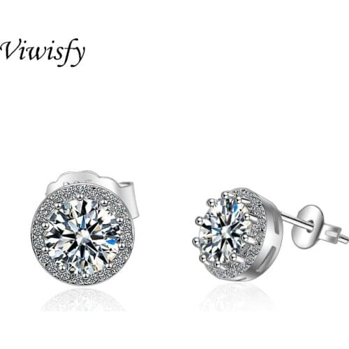 Viwisfy 925 Sterling Silver Earrings Girl Gift Jewelry Wedding Crystal Stud Earrings For Women VW21030