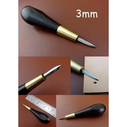 1pc 3mm Spacing Leather Craft Germany Needle Sewing Stitching Diamond Point Awl Tool Carving Stamping Knife Cutter Punch Chisel