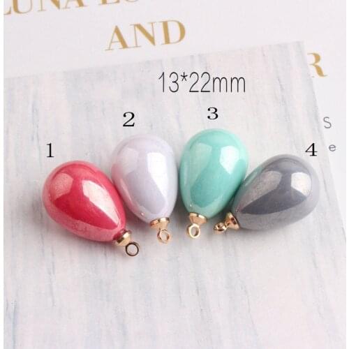 10pcs/lot 13*22mm DIY 3D Water Droplets Colorful Imitate Pearls Alloy Jewelry Necklace/Earring Pendants Making Charms
