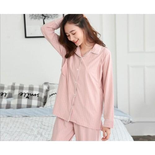 Fashion 2PCs/Set Striped breastfeeding Sleepwear Breastfeeding Nightwear for Pregnant Women Pregnancy Breast Feeding Pajamas
