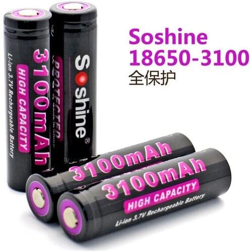2pcs/set Soshine 3100mAh 18650 3.7V Li-ion Lithium Rechargeable Battery With Protected + Battery Case