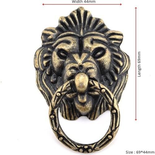69*44mm Antique Furniture Handle Vintage Lion Head Cabinet Pulls Handles Furniture Door Cabinet Drawer Pull Handle Knob