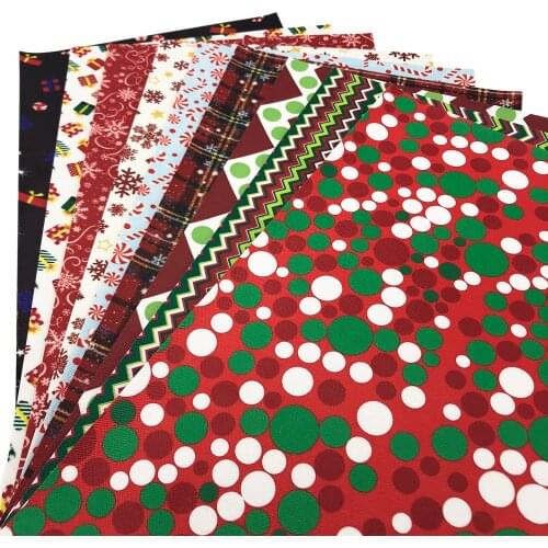 David accessories 20*33cm Stripped Christmas Faux Synthetic Leather Fabric DIY Bow Bag Material Home Decoration,1Yc4015