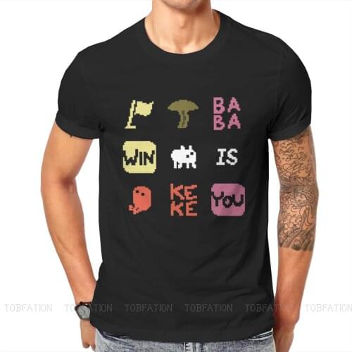Baba is You Grid Design O Neck TShirt Pixel Pure Cotton Original T Shirt Men Tops Fashion Oversized