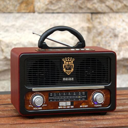 Retro Radio Wireless Bluetooth Portable Wooden Outdoor HIFI Speaker FM Full Band Short Wave Radio USB TF Card AUX MP3 Player