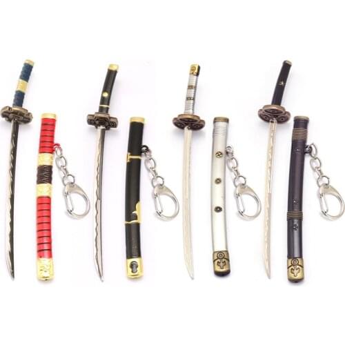 Katana Pendant Keychain Cute Simulated Cartoon Weapon Keyrings Jewelry Removable Blade Zoro Cosplay Key Holder Accessory New