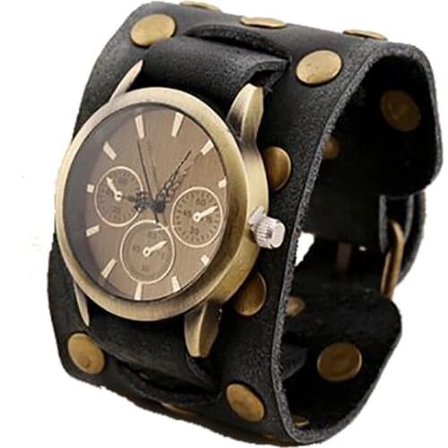 Gnova Platinum Vintage Japanese Movement Genuine Leather Men Watch Quartz Wristwatch Fashion Belt Strap Black Bracelet A340