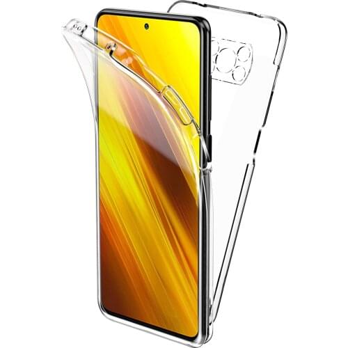 360 Degree Full Body Silicone Phone Case For Xiaomi POCO X3 Pro Mi 8 Pro 9 lite 10i Note 10 A3 Front Back 2IN1 Clear Phone Cover