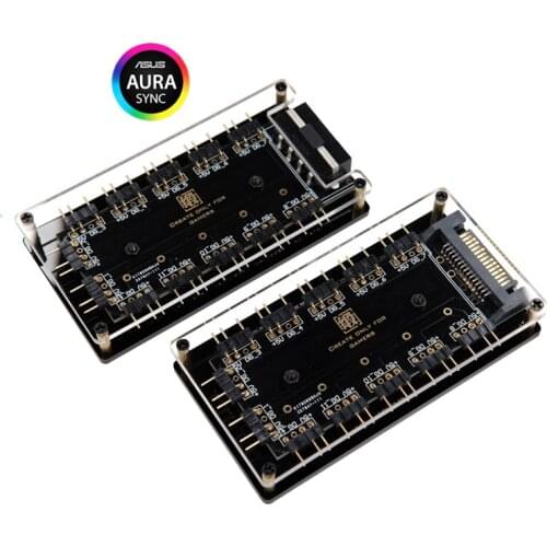 RGB HUB for ASUS Motherboard AURA 5V 3-pin RGB Interface 1-12 Ways Fan Controller Dimming HUB Supports ASUS MSI RGB Fan RGB LEDS