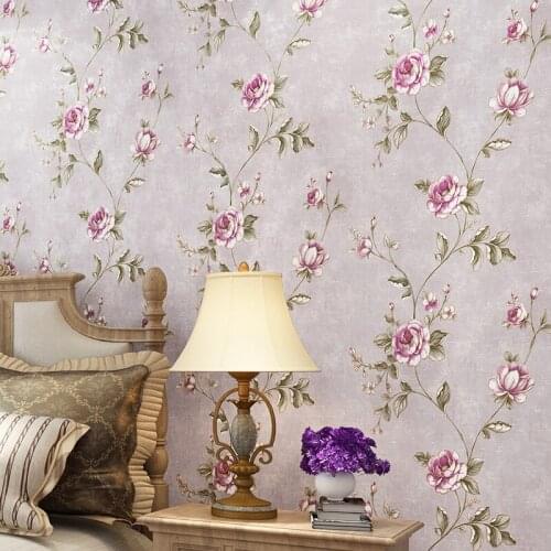 Flower And Strip Wall Papers Home Decor Living Room Bedroom Wall Mural Non-woven Floral Wallpaper For Walls Paper Contact Blue