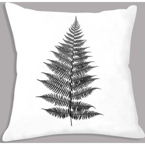 Nordic Cushion Deer Feather Printed Minimalist White Decorative Cushion for Sofa Room Decoration Plush Throw Pillow 45x45cm
