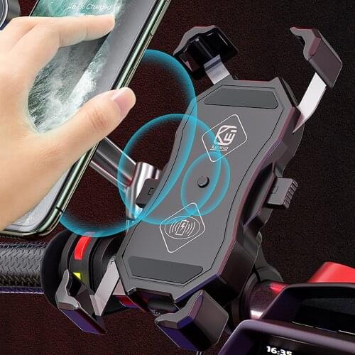 3.5-6.5 inch Phone Holder Motorcycle QC3.0 Wireless Charger Handlebar USB Charger GPS Mount Bracket Bicycle Bracket Quick Charge