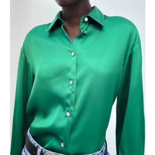 DiYiG WOMAN Womens Satin Shirts