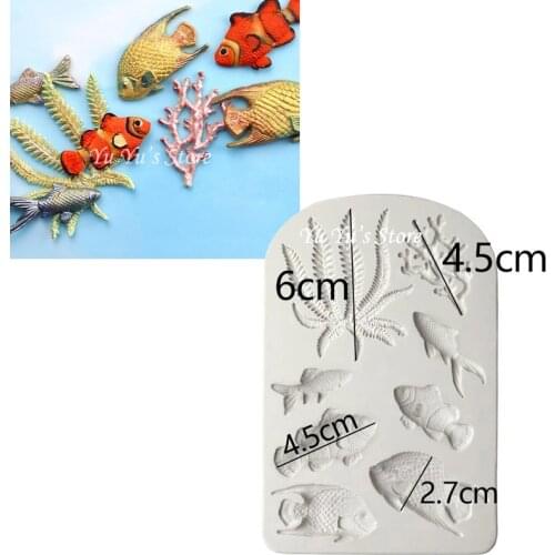 Seaweed Fish Coral Shape Cake Fondant Decorating Tools, Silicone Mold For Cake Craft, Silicone Soap Molds