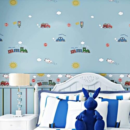 GLOW4U Peel and Stick Cartoon Stripe Wallpaper for Kids Boys Room Bedroom Walls Furniture Decal