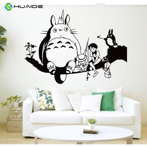 HUAIDE Japanese Cartoon Totoro Wall Decal My Neighbor Totoro Wall Stickers For Kids Rooms Nursery Bedroom Wall Art Mural A453