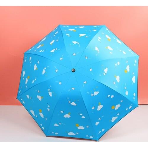 Ins Cute Lady Sunny And Riany Three Floding Blackcoating Paper Plane Umbrella