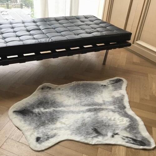 Faux Fur Rug Cute Animal Printed Cow Mat Carpet Home Decor Gray 41.3"*31.5"