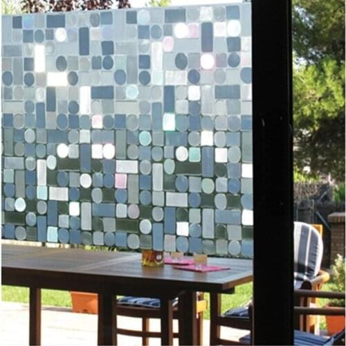 Circle square pattern glueless static pvc glass film living room kids room bedroom bathroom office UV window film