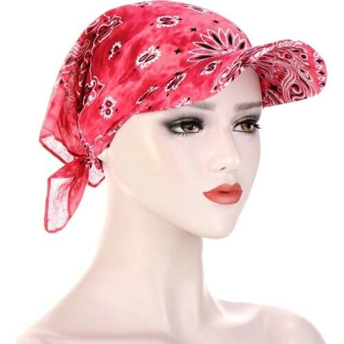 Fashion Summer Outdoor Windproof and Sunscreen Turban Hat for Women Floral Print Headscarf Bonnet Female Head Wraps Hats