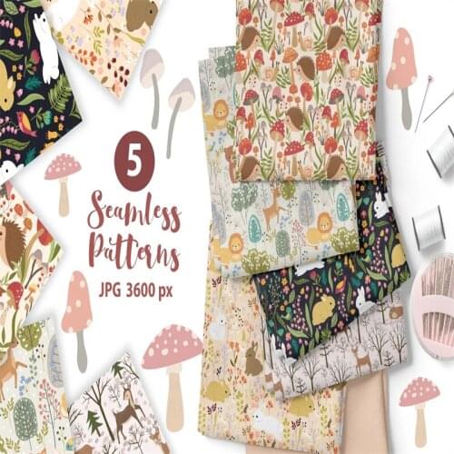 Cartoon Animals Flowers Leaves 100% Cotton Fabric for Girl Clothes Hometextile Cushion Cover Backpack Needlework Material DIY