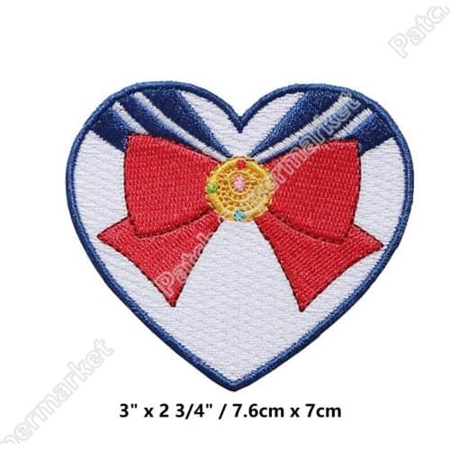 Moon Diamond bow logo Embroidered Patches Japanese Anime Iron On Movie halloween cosplay costume school backpack decor for NC