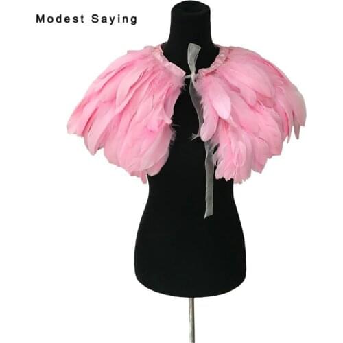 New 2017 Pink Feather Coats Wedding Fur Shawls Fashion Winter Capes Wraps Bridal Boleros for evening dress Wedding Accessories