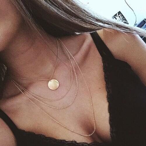 New HOT fashion trendy jewelry copper choker multi layer necklace gift for women Boho Layering Chokers Chockers girl Gifts