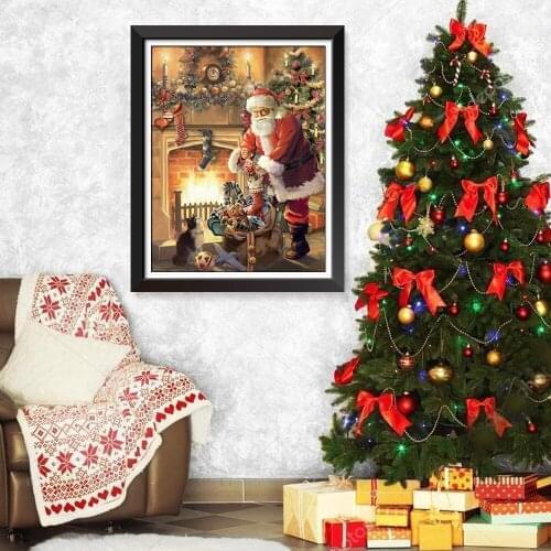 New Year Holiday decor Christmas wall decor X-mas Christmas Wall Art Christmas Art Christmas Painting Santa Decor Poster