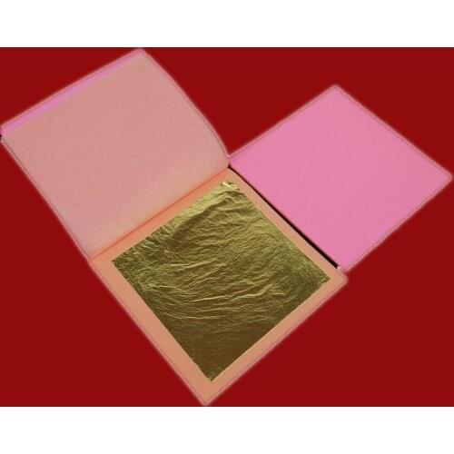 One booklet of 25 sheets 8.5X8.5cm 99.99% Genuine gold leaf foil sheet 24k Gold Leaf free shipping