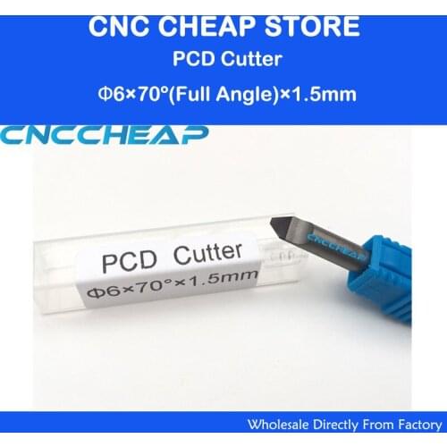 PCD CNC router bits, 6mm Diamond Router Bits, 70 degree Stone/granite marble Tip 1.5mm engraving bits