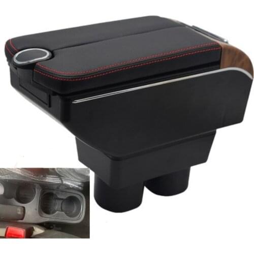 Armrest For Ford Figo armrest box Double layer heighten central Store content Storage box with Ashtray USB Charging Cup hold