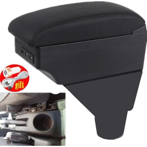 For Renault Logan 2 Armrest box For Renault Dacia Logan Sandero central Store content Storage box with USB LED