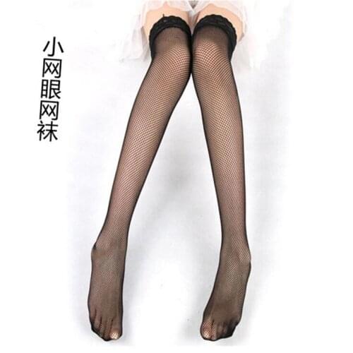 Sexy Stockings Fishnet Mesh Thigh High Knee Socks Lace Long Tights Medias Chaussettes Meia Calca Solid Colors For Woman CI295