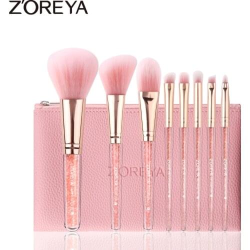 ZOREYA Essential Makeup Brush Blush Eye Brow Eye Shadow Blending Brushes For Daily Use Soft Synthetic Hair Crystal Cosmetic Tool