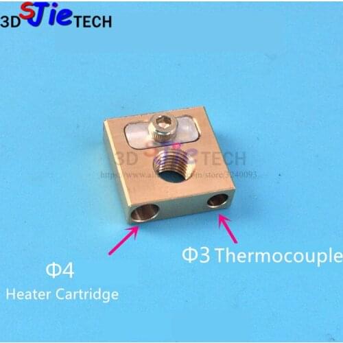 SJIE UM3 Ultimaker3 print core Heat Block Brass Heating Block 4MM 2101# for Ultimaker3 3D Printer