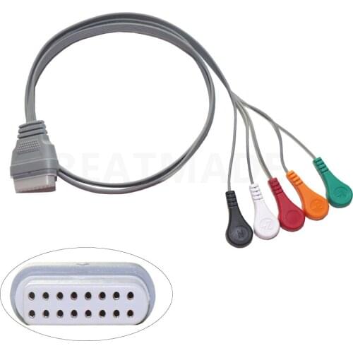 Compatible EDAN holter/recoder SE-2003/ SE-2012 5 lead ECG holter cable