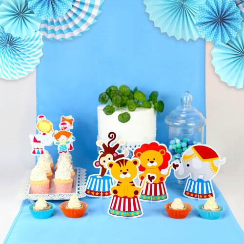Circus Party Decoration Animal Table Centerpiece Circus Birthday Party Decoration Supplies Blue Circus Monkey Elephant Decor