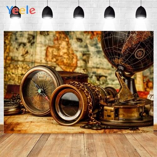 Yeele Old Style Navigation Map Compass Telescope Vinyl Background Photography Baby Photo Studio for Decoration Customized Size