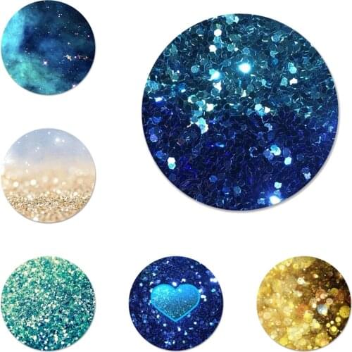 Teal Blue Glitter Gold glitter aesthetic Cute Icons Pins Badge Decoration Brooches Metal Badges For Backpack Decoration 58mm