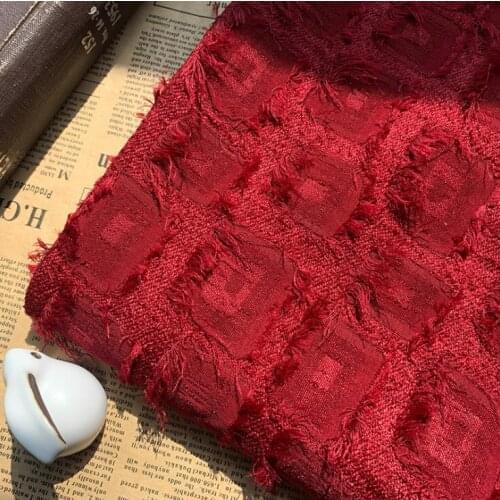 Jacquard cut flower tassel imitation twist check striped fabric womens loose top shirt fabric