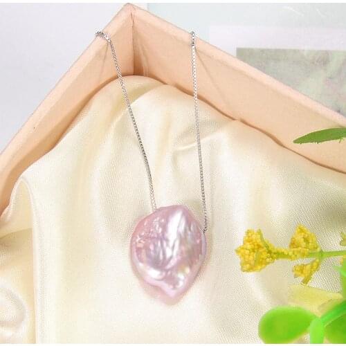 Silver Chain 925 Natural Freshwater Pearl Necklace Women Real Pearl Necklace Baroque Pearl Fine Jewelry Party