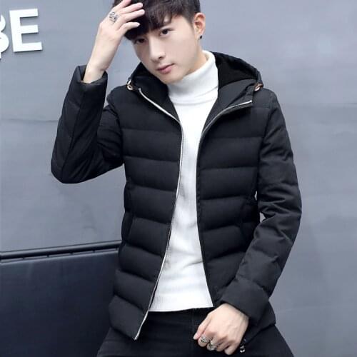Winter Thick down Feather Cotton-padded Clothes Korean-style Hooded Cotton-padded Clothes Mens Youth Casual Mens Warm