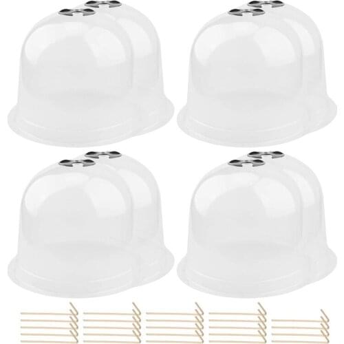 10 Pcs Reusable Plastic Mini Greenhouse Garden Cloche Dome Plant Covers Frost Guard Freeze Protection with Securing Pegs